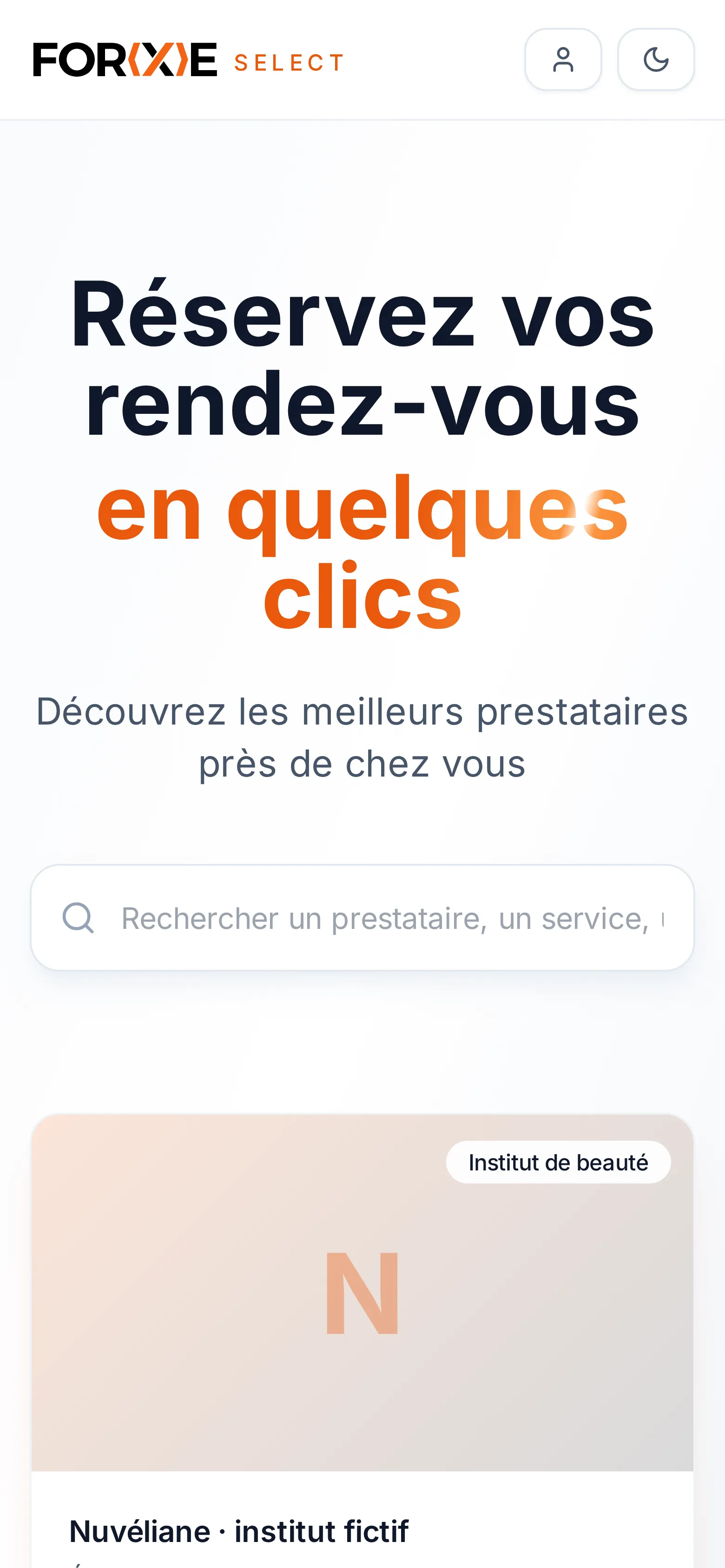 Page publique de FORXE Select